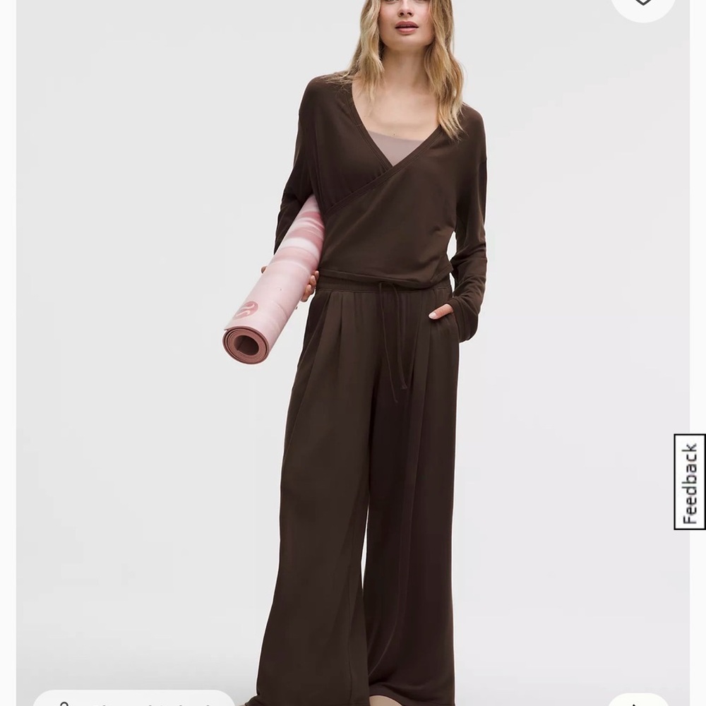 lululemon athletica BeCalm High-Rise Pleated Extra-Wide Leg Pant- walnut crunch